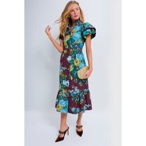 TUCKERNUCK Oxblood Verdant Floral Alice Dress Size M NWT Retail $298 Tuckernuck